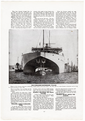 ARTICLE ABOUT WORLD WAR I, PAGES 113-114 submarine mothership Vulcan